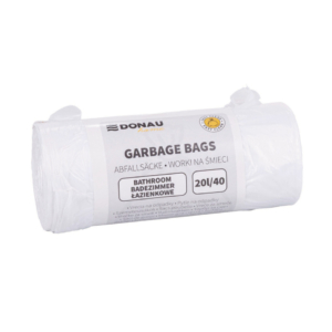 Sacchi immondizia per rifiuti inorganici Donau Home 20 litri - 55x44 cm - 7 µm bianco - 22129369-14 (rotolo 40 sacchi)