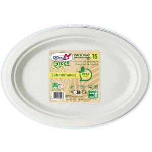 Piatti ovali bianchi in polpa Dopla Green Maxi Pfas Free 254x317 mm bianco - Ø 317 mm - 07905 (conf.15)