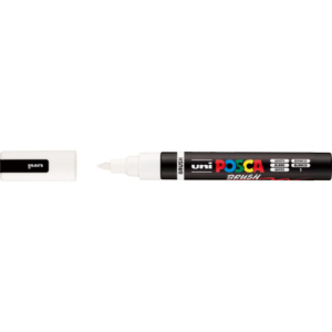 Pennarello a tempera UniPosca Uni-Ball punta a pennello semi-flessibile 1-4 mm bianco M PC5BR BI