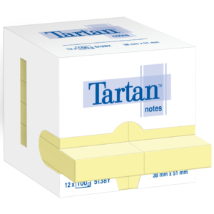 Foglietti riposizionabili Tartan™ Notes 51x38 mm giallo - blocchetti da 100 fogli - 5138Y (conf.12)