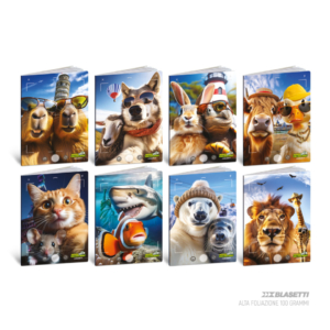 Maxi quaderni Blasetti Animal Selfie A4 - 100 g/m² - 24+1 fogli - a righe 1R - 9401 (conf.10)