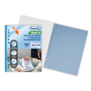 Blocco buste a perforazione universale Favorit Quick In A4 in PP 60 buste lisce 400205416
