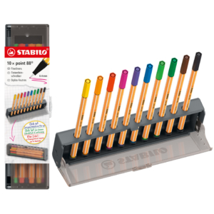 Click set 10 fineliner Stabilo Point 88 tratto 0,4 mm in colori assortiti - 8810-5
