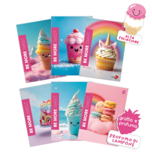 Maxi quaderni Be More Sweet A4 - 100 g/m² - 24+1 fogli - a righe 1R - copertina profumata - assortiti (conf.10)