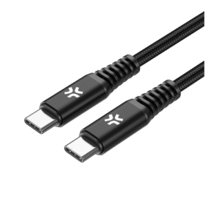 Cavo USB-C / USB-C in nylon intrecciato Celly 100W 2 m - nero USBCUSBC100WBK