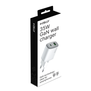 Caricatore da parete Celly GaN 1x USB-C 35W + 1x USB-A 18W - bianco UPTC1USB1USBC35