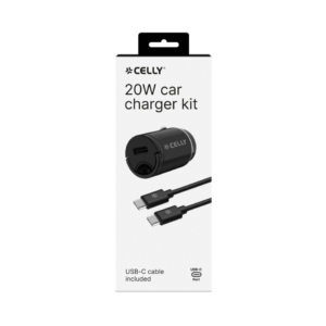 Caricatore per auto Celly USB-C con cavo USB-C/USB-C - 20W nero CCMINITYPEC