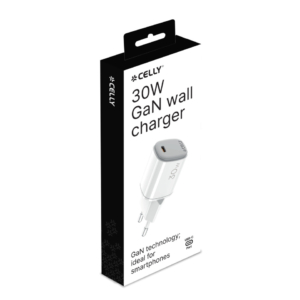 Caricatore da parete Celly UPTC1 GaN 1x USB-C 30W bianco UPTC1USBC30WWH