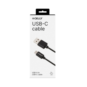 Cavo USB-A / USB-C in gomma Celly 15W - 2 m - nero USB-C2M