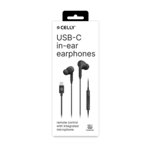 Auricolari a filo Celly UP1200 con microfono incorporato e connettore USB-C nero - UP1200TYPECBK