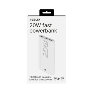 Powerbank compatto Celly PBE EVO 10.000 mAh 2x USB-A + 1x MicroUSB + 1x USB-C - 20W bianco - PBPD10000EVOWH