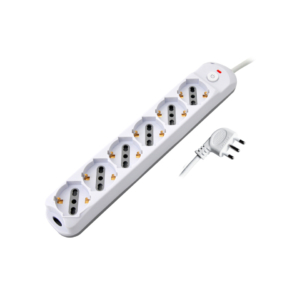 Multipresa con pulsante MKC 6 posizioni schuko bipasso 10/16A, spina 90° 16A 2P+T cavo 1,5 m - 492518890