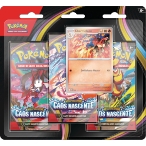 Blister 3 bustine carte da gioco Pokémon Megaevoluzione - Caos Nascente PK10401-I