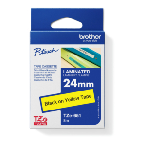 Nastro laminato per etichettarice - Nero/Giallo Brother 24 mm x 8 mt TZe-651