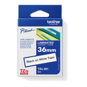 Nastro laminato per etichettarice - Brother 36 mm x 8 m nero/bianco - TZe-261