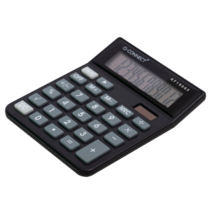 Calcolatrice da tavolo Q-Connect a doppia alimentazione in ABS 12 cifre - KF19065