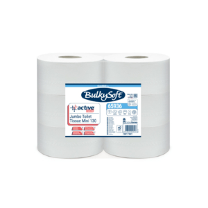 Carta igienica Bulkysoft Active Clean Mini Jumbo 130 - 2 veli in cellulosa - bianco - conf. 12 pz - 65936.E20