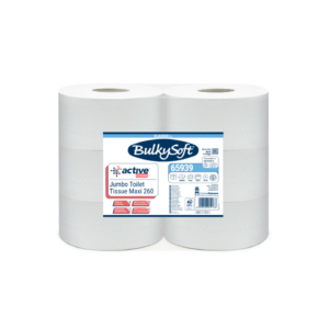 Carta igienica Bulkysoft Active Clean Maxi Jumbo 260 - 2 veli in cellulosa - bianco - conf. 6 pz - 65939.E20