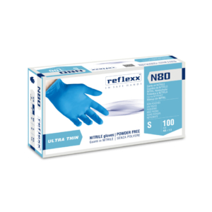 Guanti monouso in nitrile senza polvere Reflexx per pulizia/igiene ambidestri - TG S DPI Cat. III - conf. 100 pz N80B/S