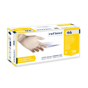 Guanti monouso in lattice senza polvere Reflexx per laboratorio ambidestri - TG S DPI Cat. III conf. 100 pz R46/S