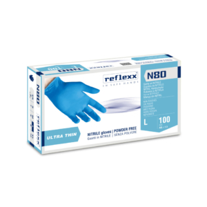 Guanti monouso in nitrile senza polvere Reflexx per pulizia/igiene ambidestri - TG L DPI Cat. III conf. 100 pz N80B/L