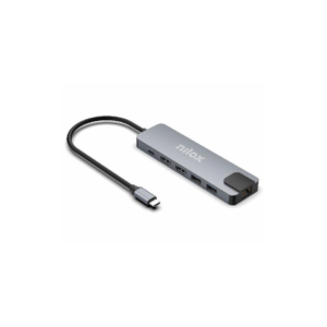 Docking station USB-C 8 in 1 Nilox Tech 2x HDMI 4K + 1x RJ45 + 3x USB-A 3.2 + 1x USB-A + 1x USB-C fino 100 W grigio -