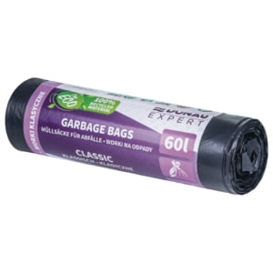 Sacchi immondizia per rifiuti inorganici Donau Expert 60 L 72x60 cm - 24 µm nero - rotolo 10 pz - 22387722-05