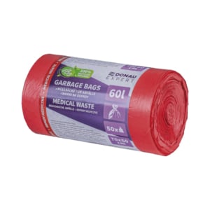 Sacchi immondizia per rifiuti sanitari Donau Expert 60 L 70x60 cm - 20 µm rosso - rotolo 50 pz - 22387723-04