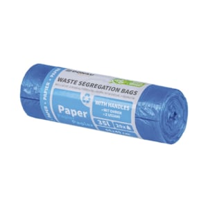 Sacchi immondizia per raccolta differenziata carta Donau Home 35 L 65x49 cm - 14 µm blu - rotolo 20 pz -