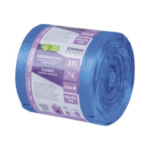 Sacchi immondizia per rifiuti inorganici Donau Expert 35 L 66x50 cm - 20 µm blu - rotolo 150 pz - 22384619-01