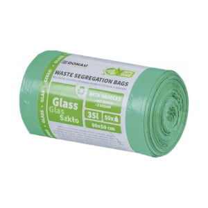 Sacchi immondizia per raccolta differenziata vetro Donau Home 35 L 60x50 cm - 20 µm verde - rotolo 50 pz