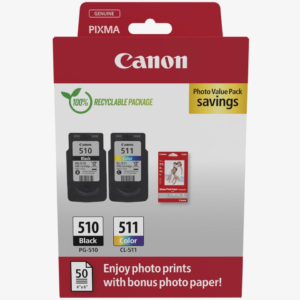 Cartuccia Canon PG-510/CL-511 con fogli nero/ciano/giallo/magenta 2970B017