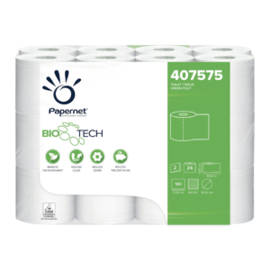 Carta igienica a 2 veli Papernet Bio Tech in pura cellulosa - bianco - conf. 24 pz - 407575