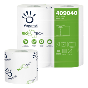 Carta igienica fascettata Papernet Bio Tech a 2 veli in pura cellulosa - bianco conf. 4 pz - 409040