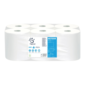 Asciugamani in rotolo Autocut Papernet con tecnologia Dry Tech 1 velo - pura cellulosa - bianco - conf. 6 pz - 407558