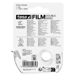 Nastro biadesivo Tesa tesafilm® 12mm x 7,5m in chiocciolina con lama in metallo Trasparente - 57912-00000-01
