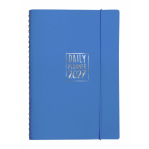 Agenda giornaliera Biembi 2027 azzurro spiralata con copertina in cuoio rigenerato 15x21cm - BNZ265C77-A