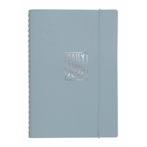 Agenda giornaliera Biembi 2027 grigio spiralata con copertina in cuoio rigenerato 15x21cm - BNZ265C77-G
